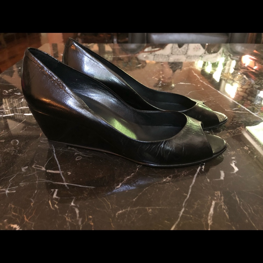 Pierre Hardy black peep toe wedges, size 41